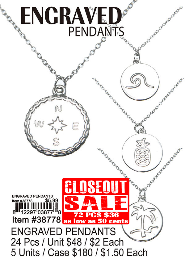 Engraved Pendants - Closeout 72 Pcs.